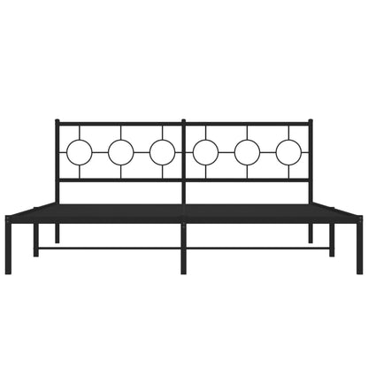 vidaXL Metal Bed Frame without Mattress with Headboard Black 180x200cm