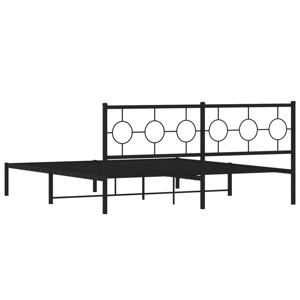 vidaXL Metal Bed Frame without Mattress with Headboard Black 180x200cm