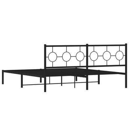 vidaXL Metal Bed Frame without Mattress with Headboard Black 180x200cm