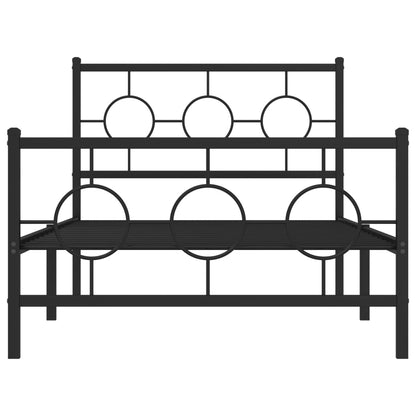 vidaXL Metal Bed Frame without Mattress with Footboard Black 100x200cm