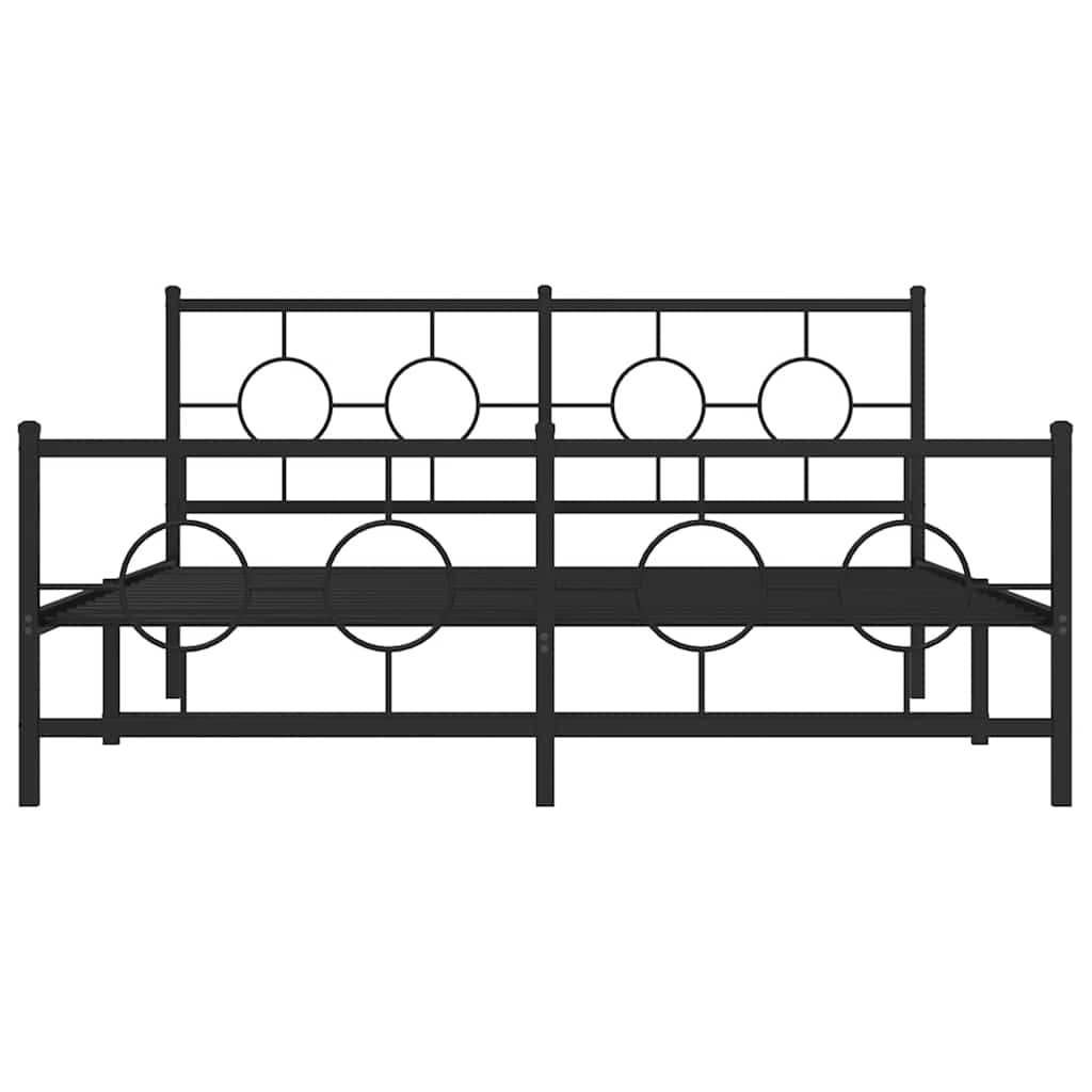 vidaXL Metal Bed Frame without Mattress with Footboard Black 150x200cm
