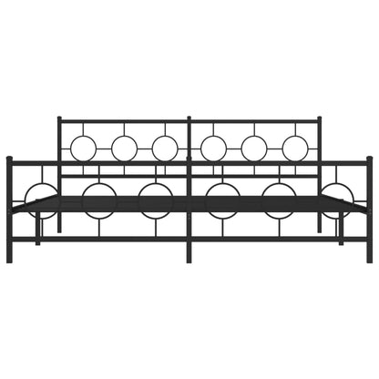 vidaXL Metal Bed Frame without Mattress with Footboard Black 193x203cm