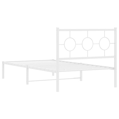 vidaXL Metal Bed Frame without Mattress with Headboard White 100x200cm