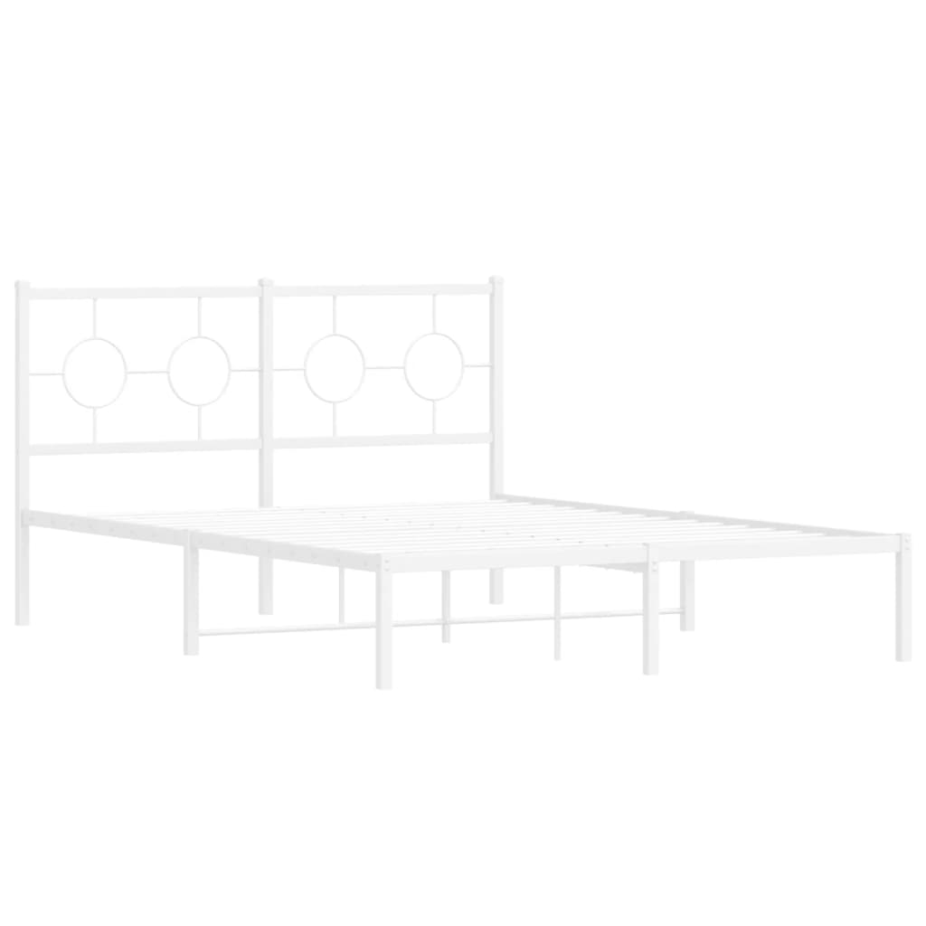 vidaXL Metal Bed Frame without Mattress with Headboard White 140x200cm