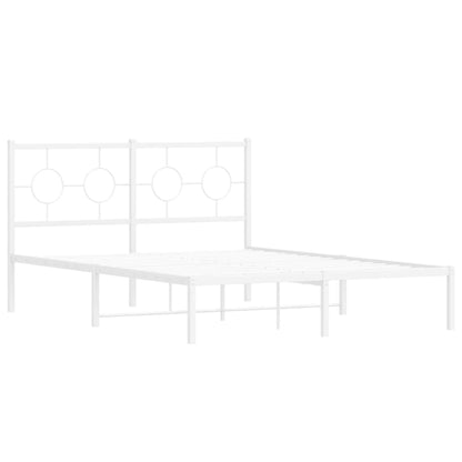 vidaXL Metal Bed Frame without Mattress with Headboard White 140x200cm