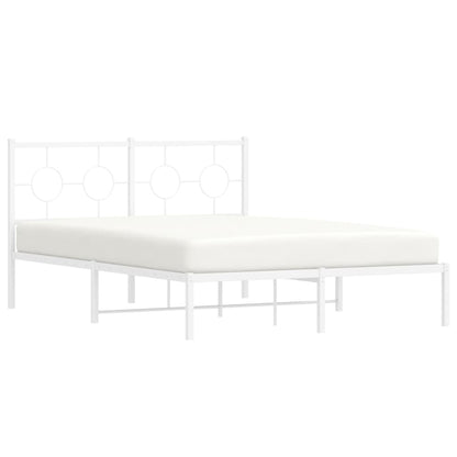 vidaXL Metal Bed Frame without Mattress with Headboard White 140x200cm