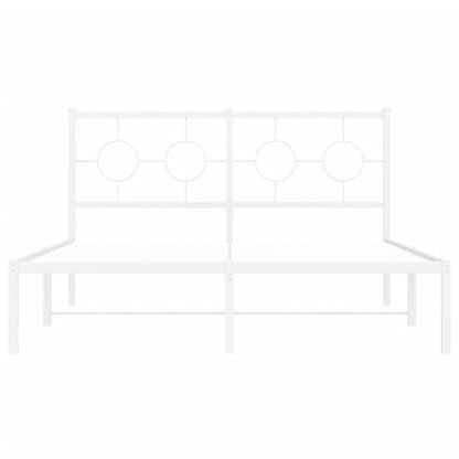 vidaXL Metal Bed Frame without Mattress with Headboard White 140x200cm