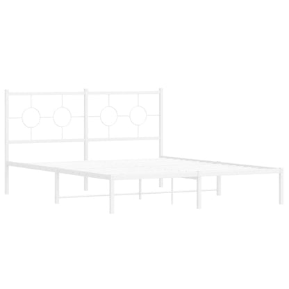 vidaXL Metal Bed Frame without Mattress with Headboard White 150x200cm