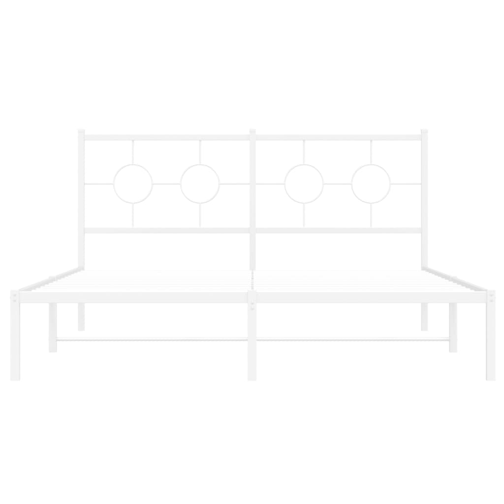 vidaXL Metal Bed Frame without Mattress with Headboard White 150x200cm