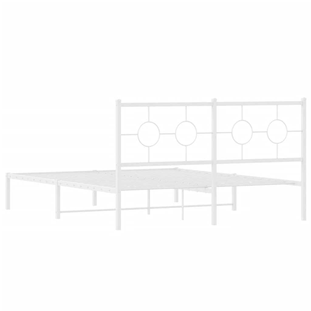 vidaXL Metal Bed Frame without Mattress with Headboard White 150x200cm