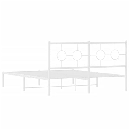 vidaXL Metal Bed Frame without Mattress with Headboard White 150x200cm