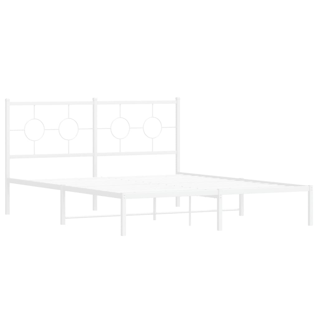 vidaXL Metal Bed Frame without Mattress with Headboard White 160x200cm