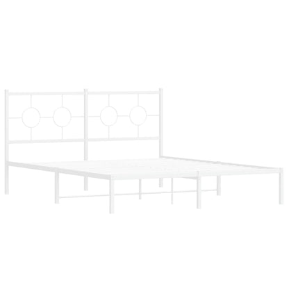 vidaXL Metal Bed Frame without Mattress with Headboard White 160x200cm