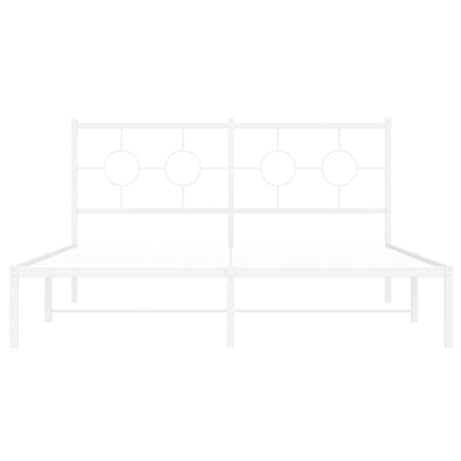 vidaXL Metal Bed Frame without Mattress with Headboard White 160x200cm