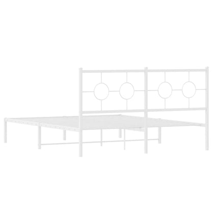 vidaXL Metal Bed Frame without Mattress with Headboard White 160x200cm