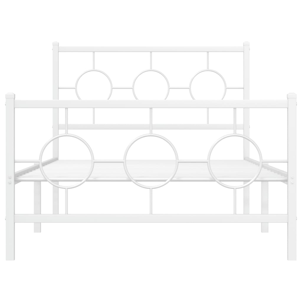vidaXL Metal Bed Frame without Mattress with Footboard White 100x200cm