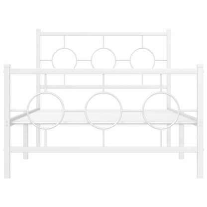 vidaXL Metal Bed Frame without Mattress with Footboard White 100x200cm