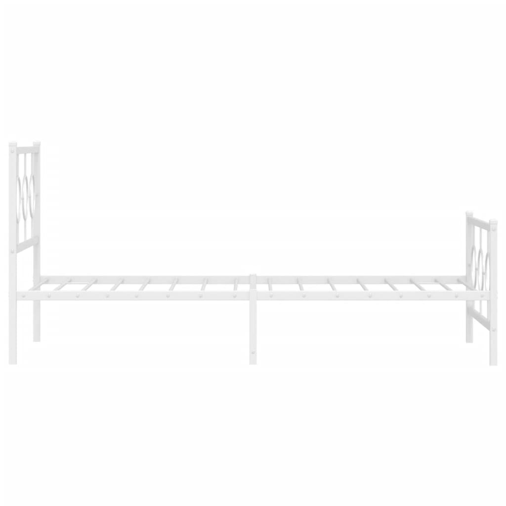 vidaXL Metal Bed Frame without Mattress with Footboard White 100x200cm