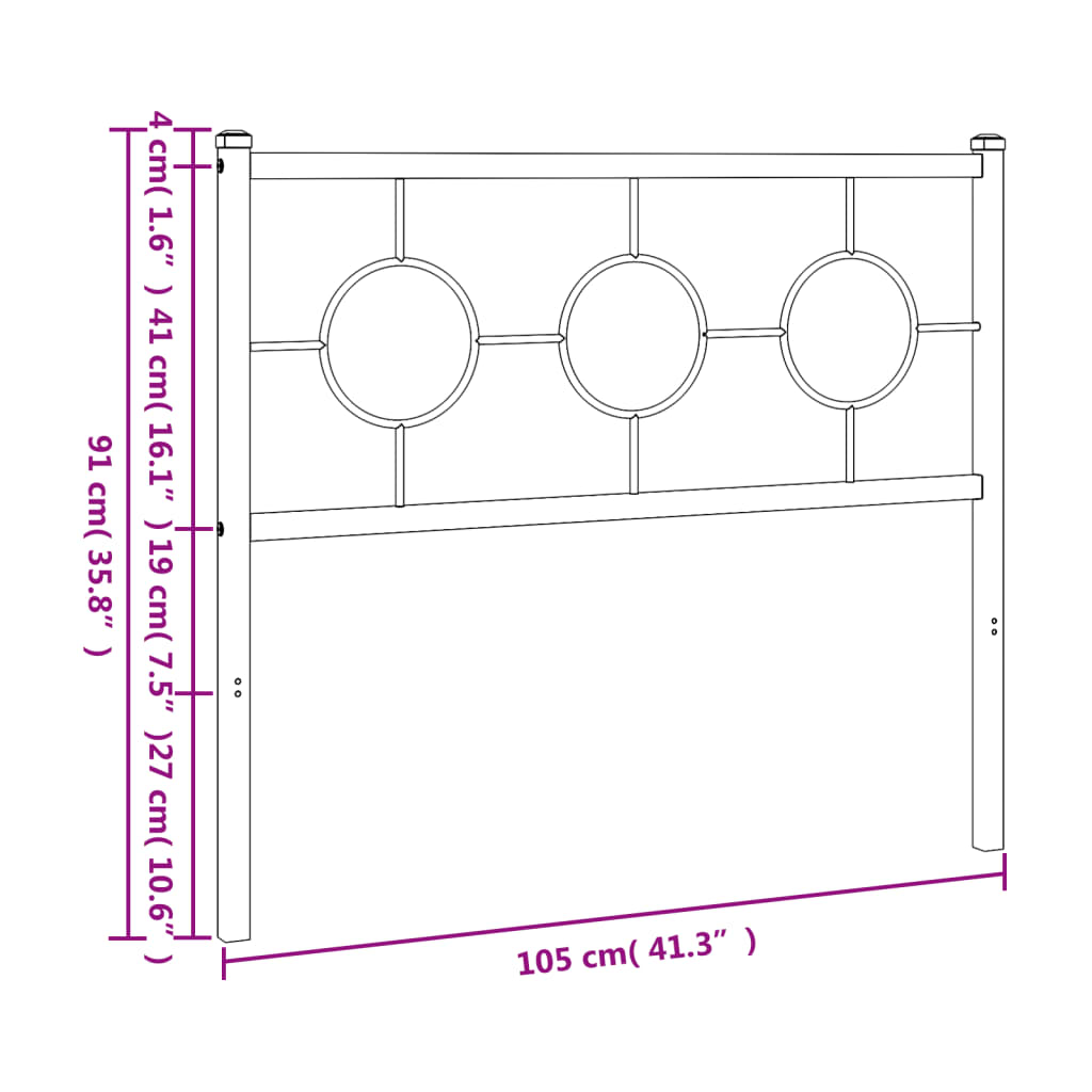 vidaXL Metal Replace Headboard White 100 cm