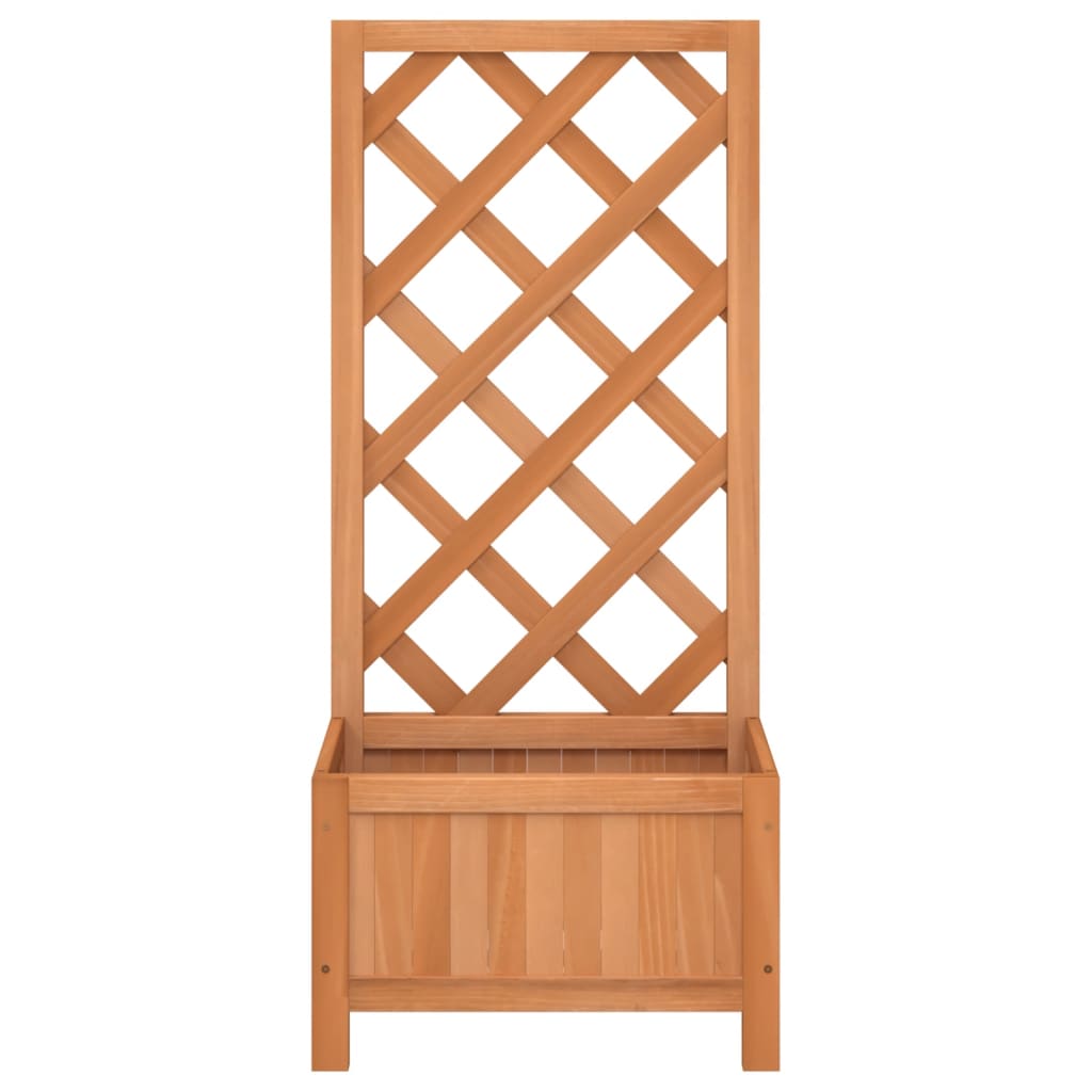 vidaXL Planter with Trellis Brown Solid Wood Fir