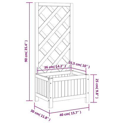 vidaXL Planter with Trellis Brown 40x30x90 cm Solid Wood Fir