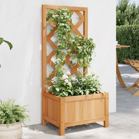 vidaXL Planter with Trellis Brown Solid Wood Fir