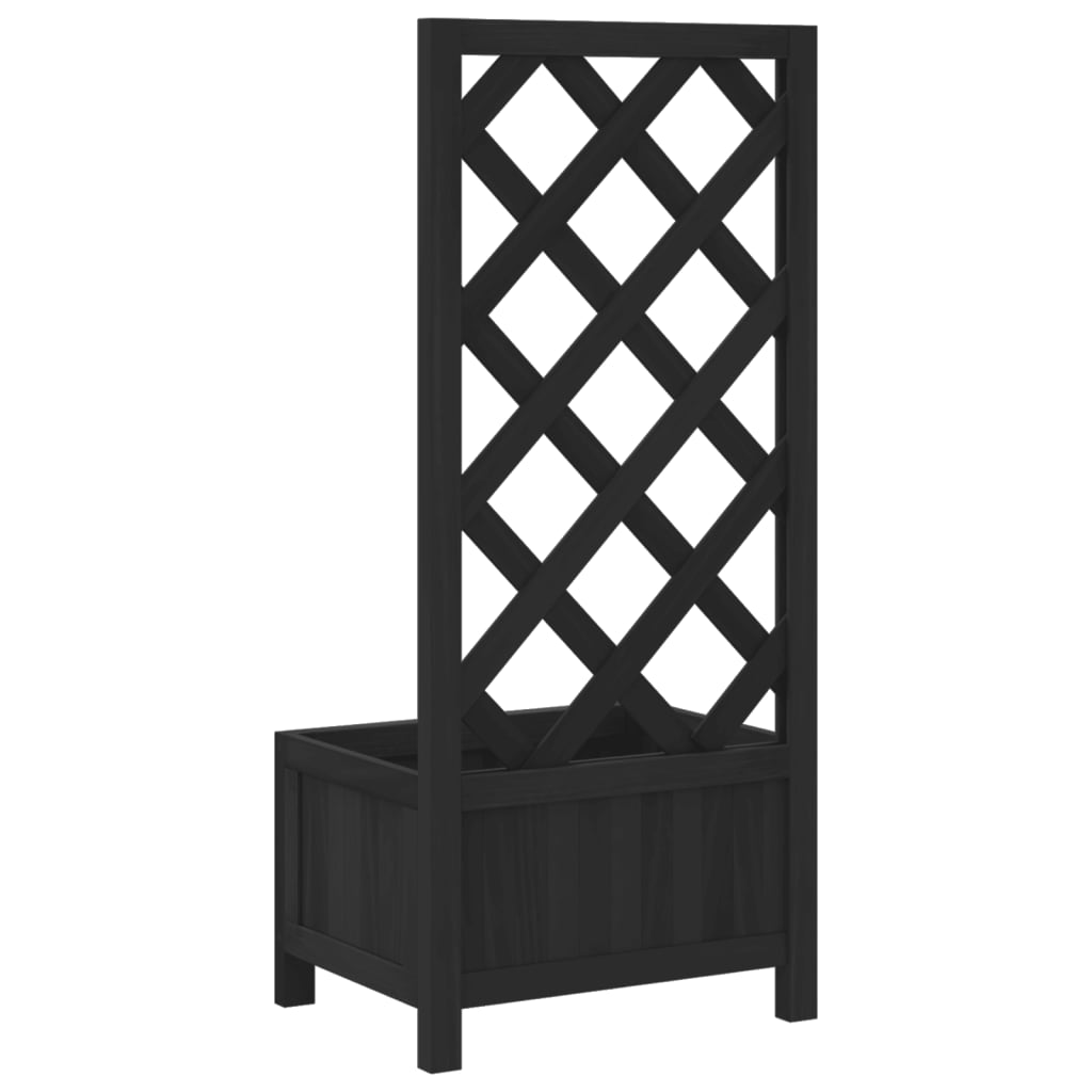 vidaXL Planter with Trellis Black Solid Wood Fir