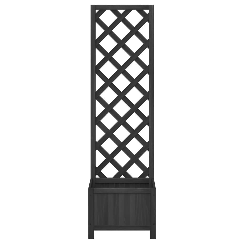 vidaXL Planter with Trellis Black Solid Wood Fir