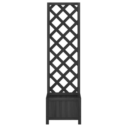 vidaXL Planter with Trellis Black Solid Wood Fir