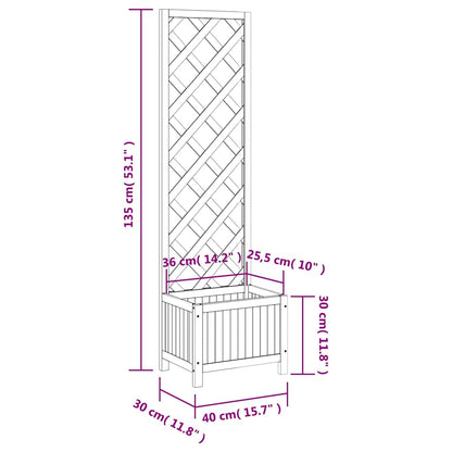 vidaXL Planter with Trellis Black 40x30x135 cm cmSolid Wood Fir