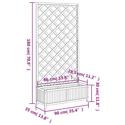 vidaXL Planter with Trellis Grey Solid Wood Fir