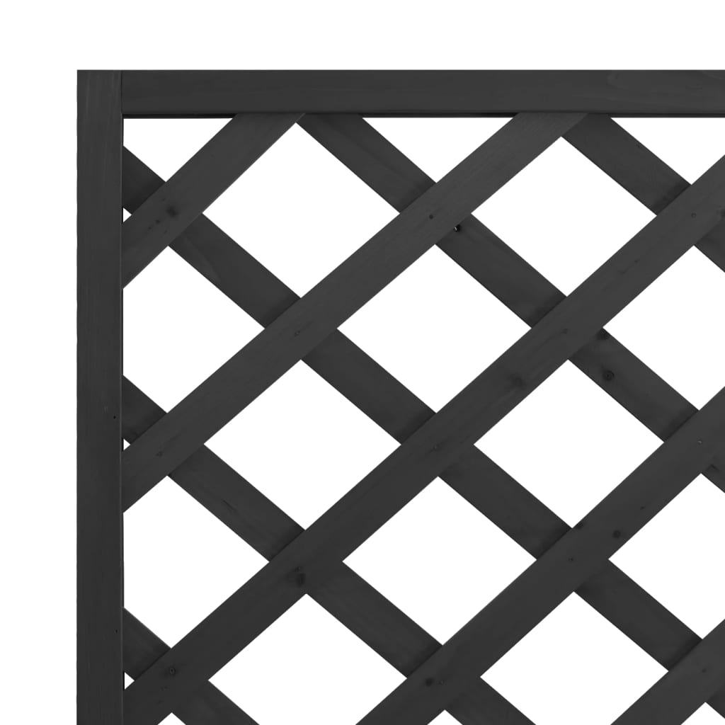vidaXL Planter with Trellis Black Solid Wood Fir