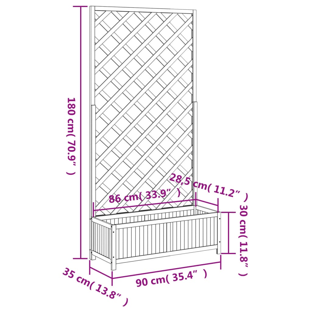 vidaXL Planter with Trellis Black Solid Wood Fir