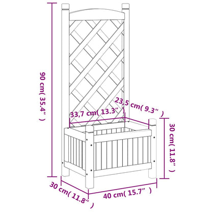 vidaXL Planter with Trellis Brown 40x30x90 cm Solid Wood Fir