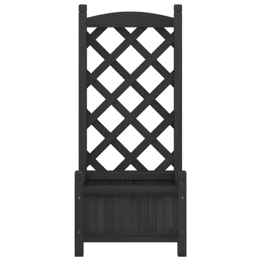 vidaXL Planter with Trellis Black Solid Wood Fir