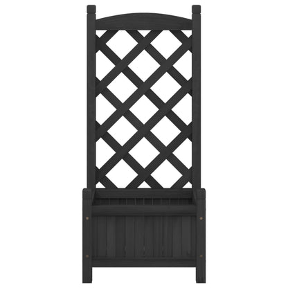 vidaXL Planter with Trellis Black Solid Wood Fir