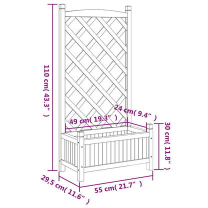 vidaXL Planter with Trellis Black 55x29.5x110 cm Solid Wood Fir