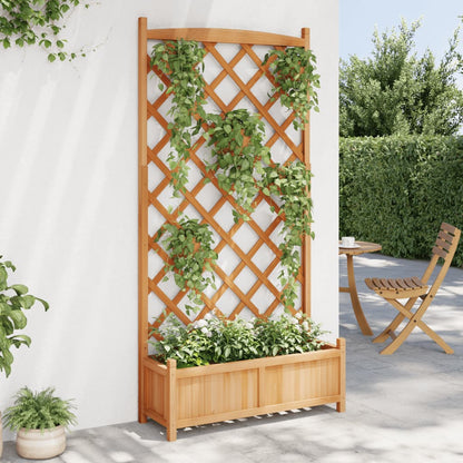 vidaXL Planter with Trellis Brown Solid Wood Fir