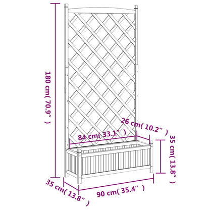 vidaXL Planter with Trellis Brown 90x35x180 cm Solid Wood Fir