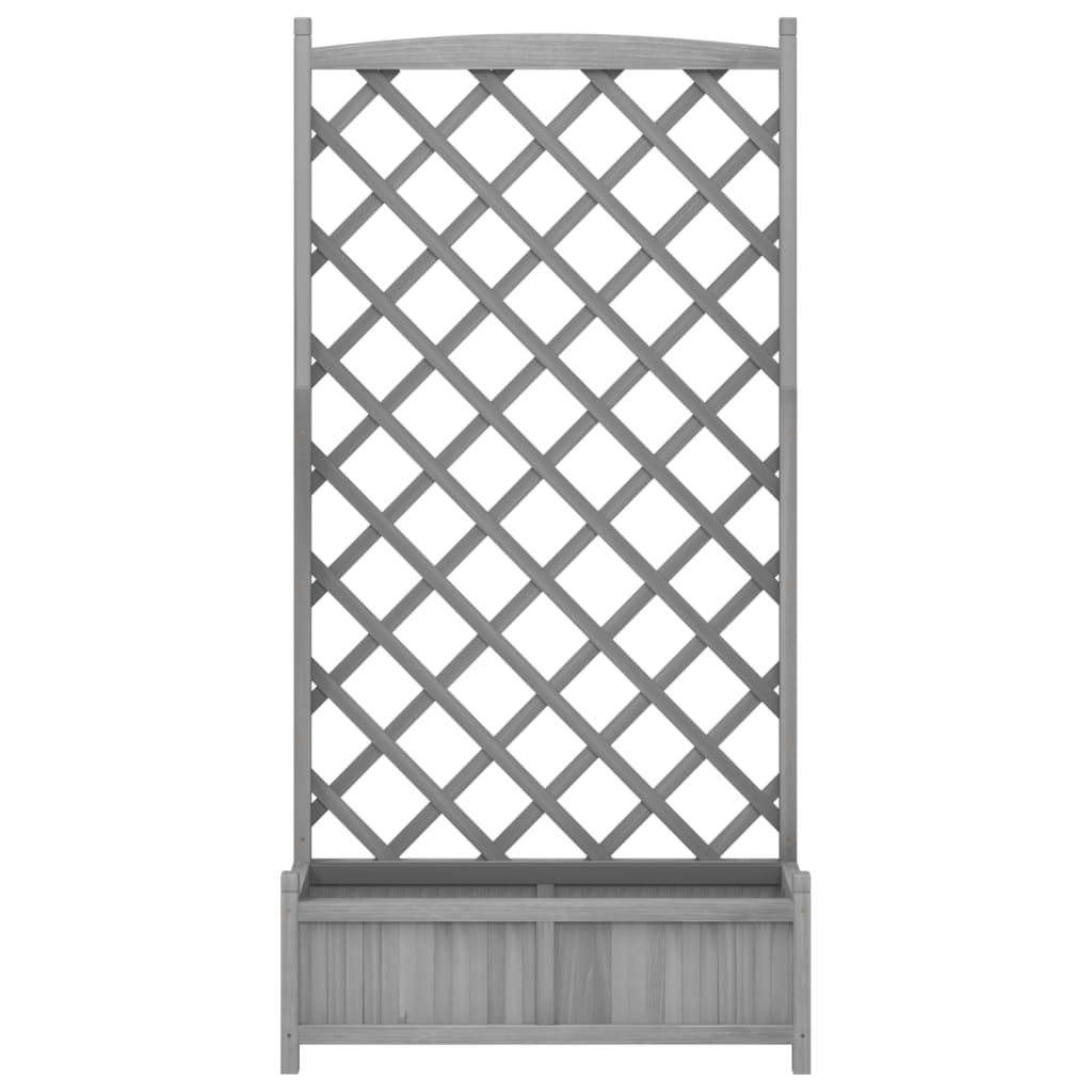 vidaXL Planter with Trellis Grey Solid Wood Fir