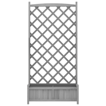 vidaXL Planter with Trellis Grey Solid Wood Fir