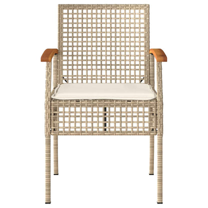 vidaXL Garden Chairs with Cushions 4 pcs Beige Poly Rattan Acacia Wood