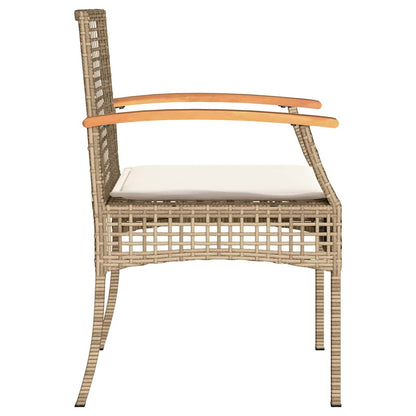 vidaXL Garden Chairs with Cushions 4 pcs Beige Poly Rattan Acacia Wood