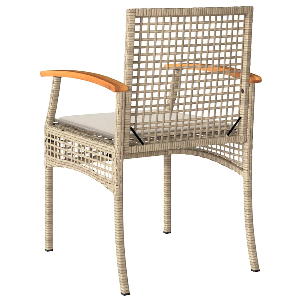 vidaXL Garden Chairs with Cushions 4 pcs Beige Poly Rattan Acacia Wood