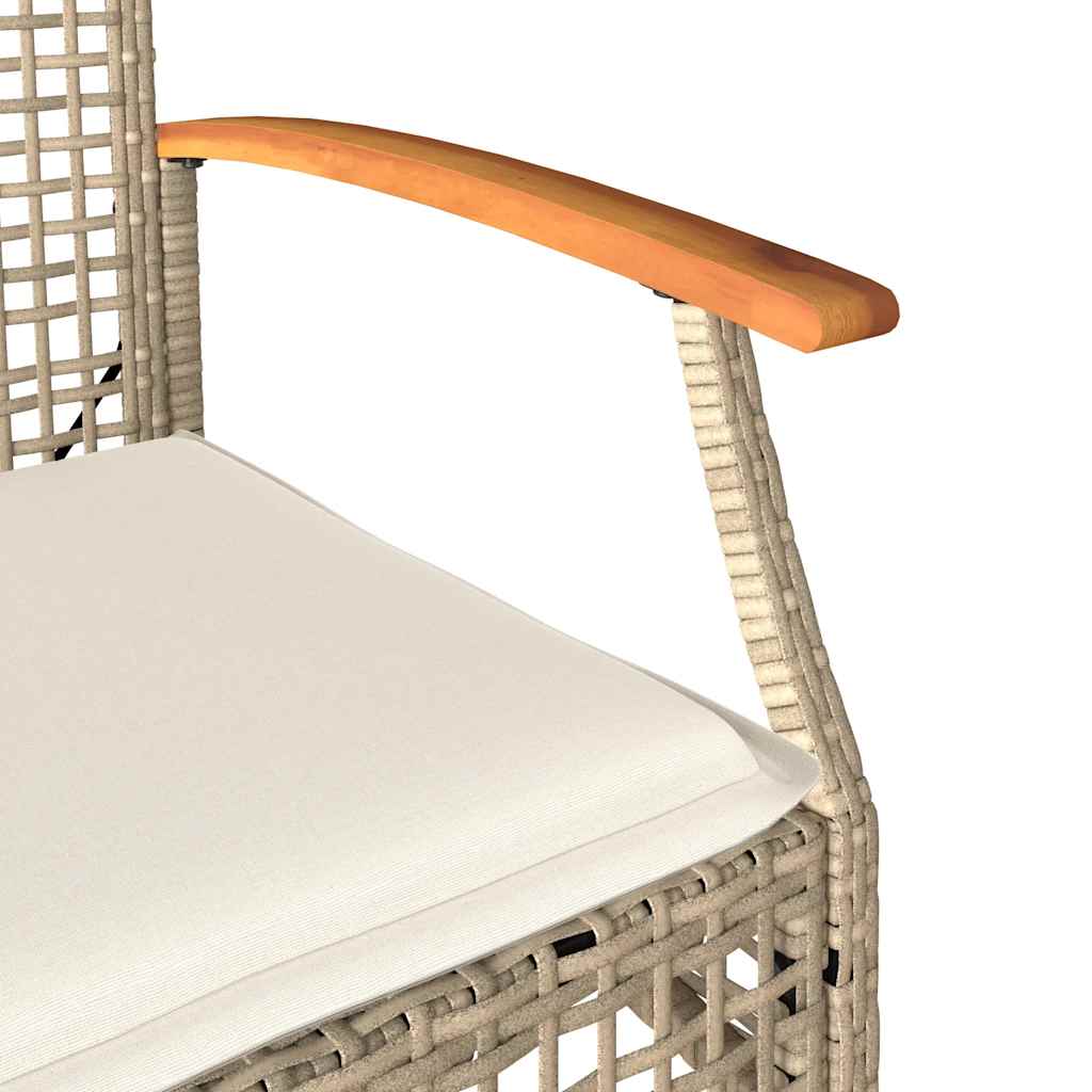 vidaXL Garden Chairs with Cushions 4 pcs Beige Poly Rattan Acacia Wood