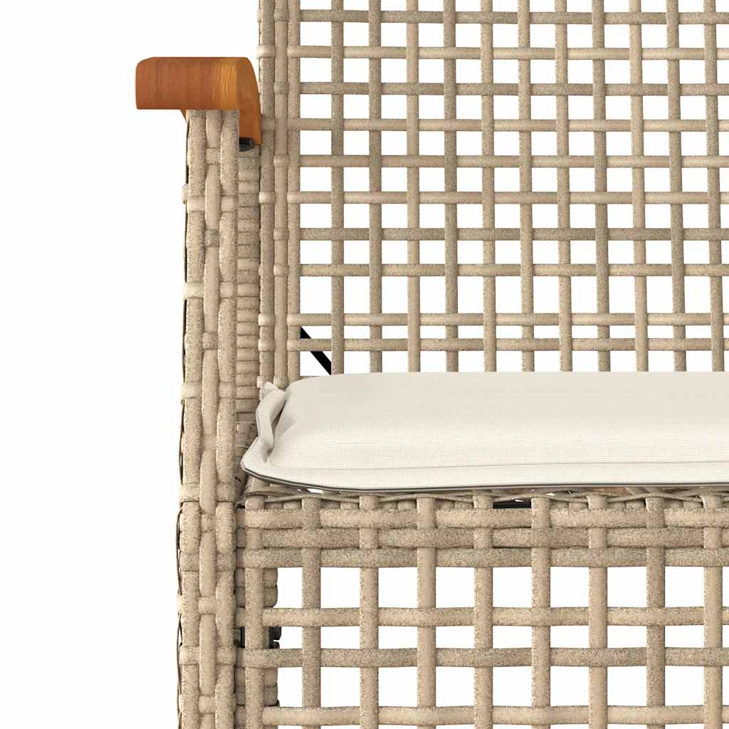 vidaXL Garden Chairs with Cushions 4 pcs Beige Poly Rattan Acacia Wood