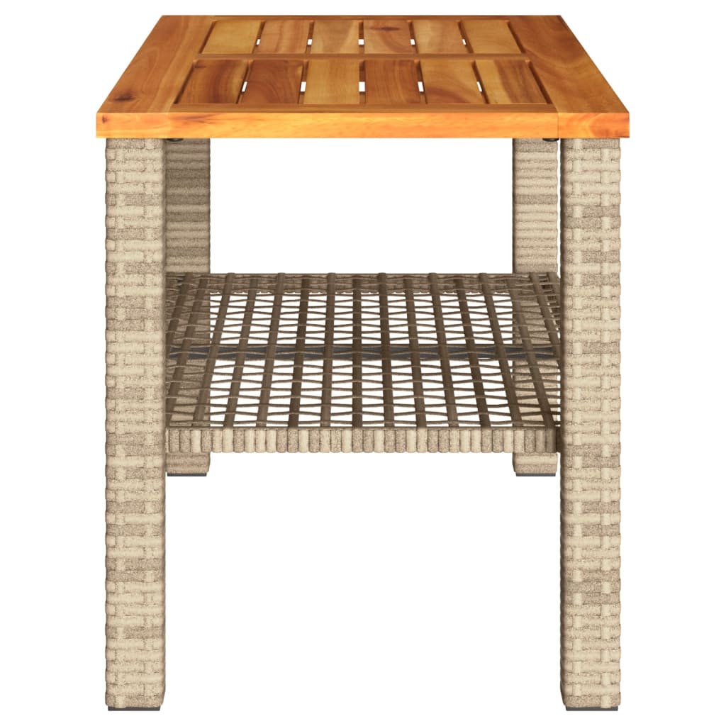 vidaXL Garden Table Beige 70x38x42 cm Poly Rattan Acacia Wood