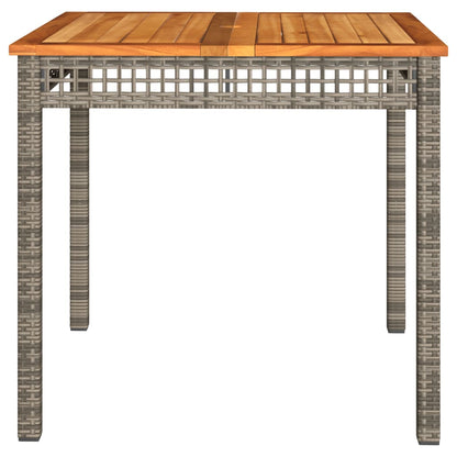 vidaXL Garden Table Grey 80x80x74 cm Poly Rattan Acacia Wood