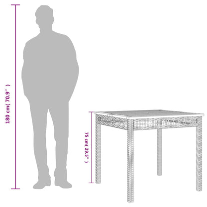 vidaXL Garden Table Grey 80x80x75 cm Poly Rattan Acacia Wood