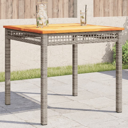 vidaXL Garden Table Grey 80x80x75 cm Poly Rattan Acacia Wood